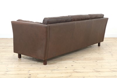 Lot 325 - A Danish brown leather three-seater settee