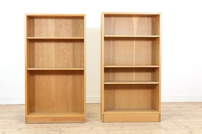 Lot 315 - Two light oak open bookcases