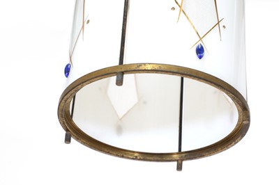 Lot 245 - An Italian glass and brass hanging drum lantern