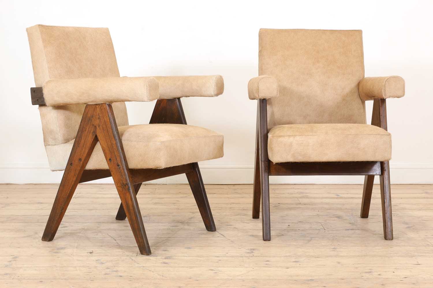 Lot 207 - A pair of teak 'Committee' armchairs