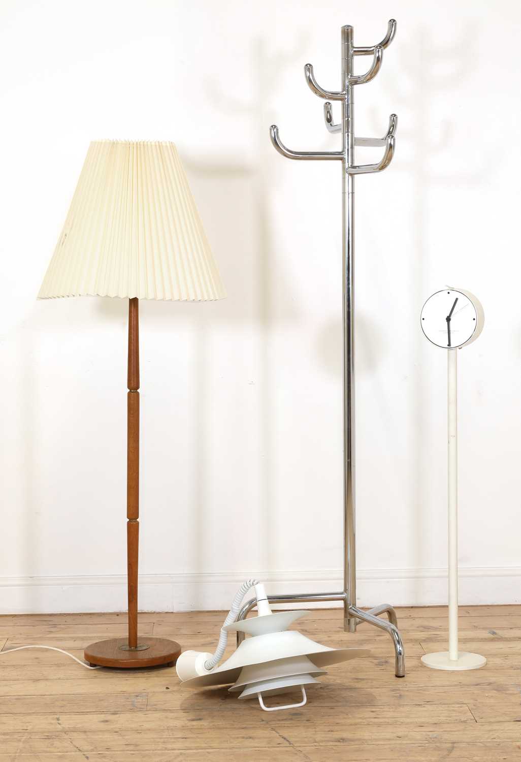 Lot 317 - A Danish oak three-section floor lamp