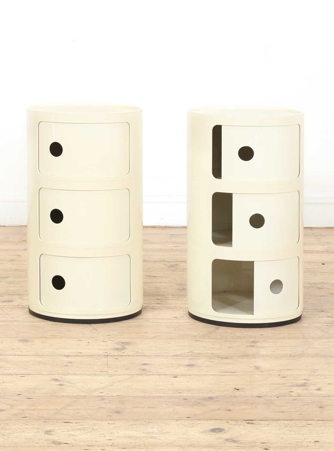 Lot 294 - A pair of three-tier white plastic cabinets