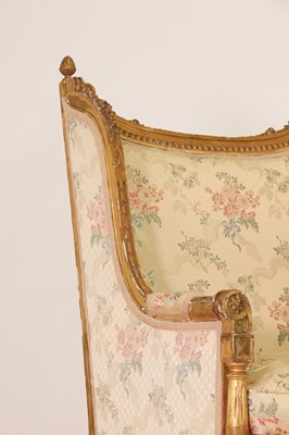 Lot 174 - A pair of French giltwood bergère armchairs