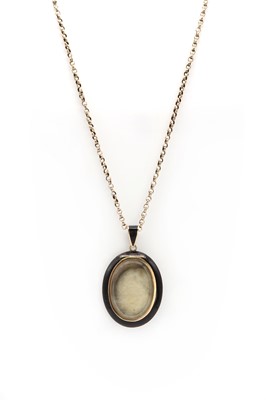 Lot 15 - An enamel split pearl memorial necklace