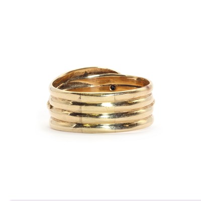 Lot 86 - A continental gold sapphire and diamond snake ring