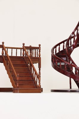 Lot 23 - Two wooden architectural models of staircases