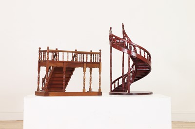 Lot 23 - Two wooden architectural models of staircases