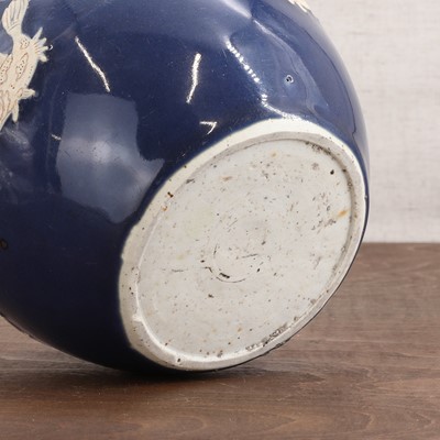 Lot 26 - A Chinese blue-glazed jar