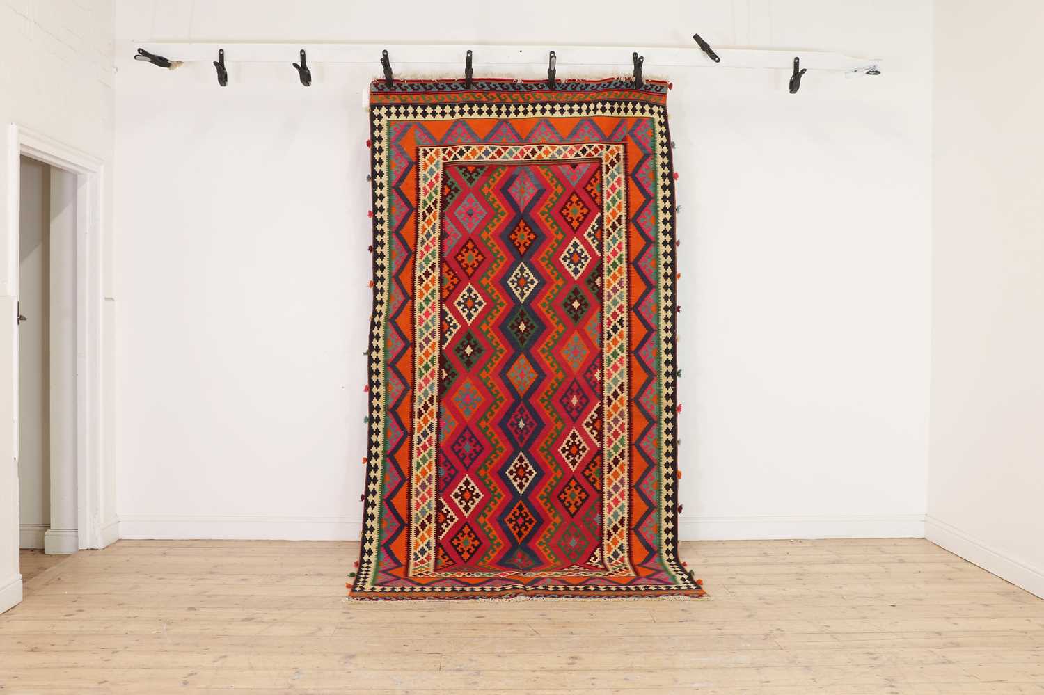 Lot 190 - A Persian Qashqai kilim wool rug