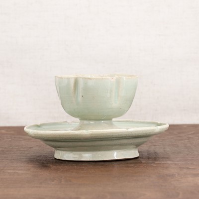 Lot 46 - A Korean celadon stem cup and stand