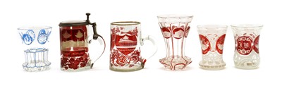 Lot 218 - A collection of Bohemian cased and flashed glass drinking vessels