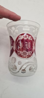 Lot 218 - A collection of Bohemian cased and flashed glass drinking vessels