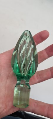 Lot 206 - A Stourbridge green glass decanter