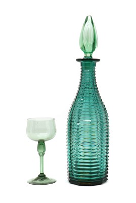 Lot 206 - A Stourbridge green glass decanter