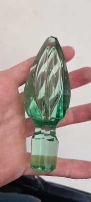 Lot 206 - A Stourbridge green glass decanter