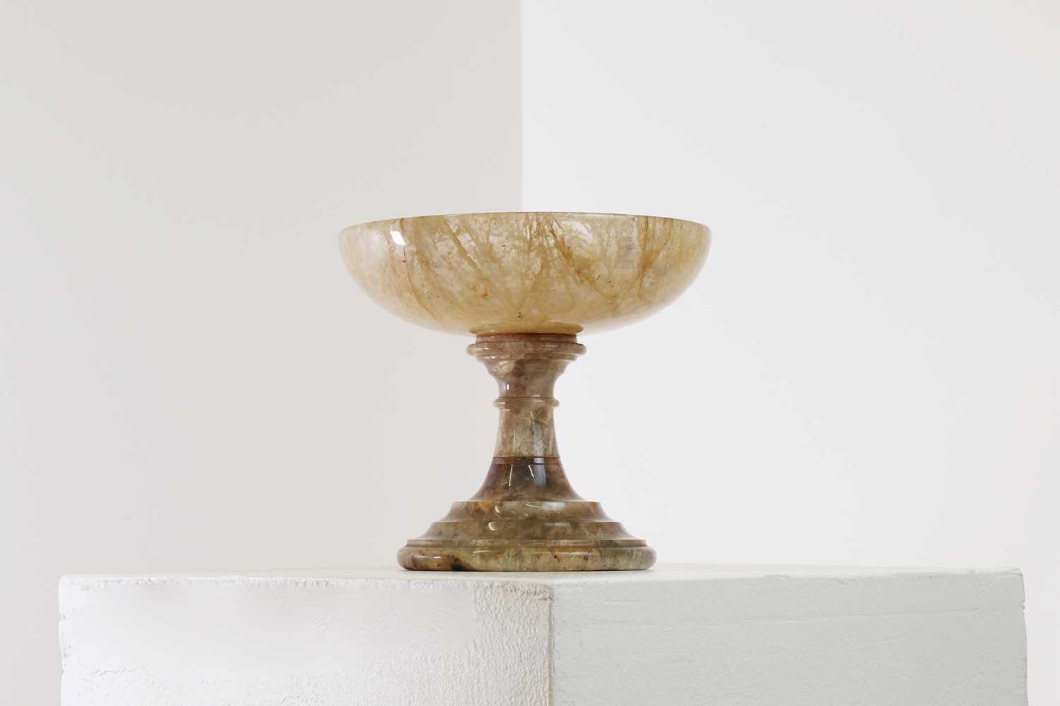 Lot 205 - A fluorspar pedestal dish or tazza