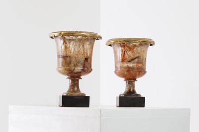 Lot 210 - A pair of George III Derbyshire fluorspar campana vases in the manner of Richard Brown