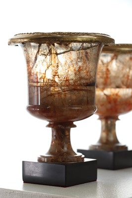 Lot 210 - A pair of George III Derbyshire fluorspar campana vases in the manner of Richard Brown