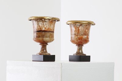 Lot 210 - A pair of George III Derbyshire fluorspar campana vases in the manner of Richard Brown