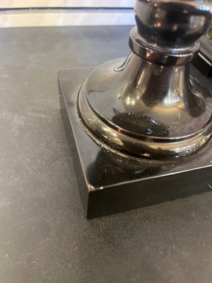 Lot 234 - A pair of Ashford black marble urns