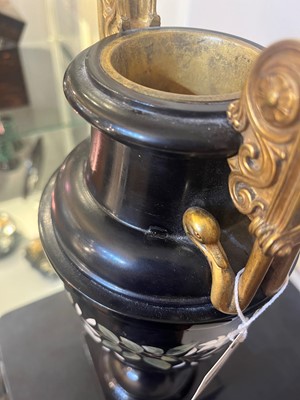 Lot 234 - A pair of Ashford black marble urns
