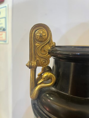 Lot 234 - A pair of Ashford black marble urns