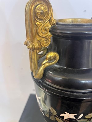 Lot 234 - A pair of Ashford black marble urns