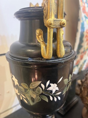 Lot 234 - A pair of Ashford black marble urns