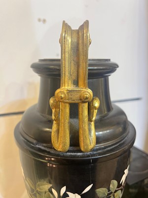 Lot 234 - A pair of Ashford black marble urns
