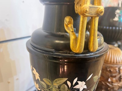 Lot 234 - A pair of Ashford black marble urns