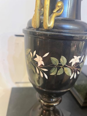 Lot 234 - A pair of Ashford black marble urns