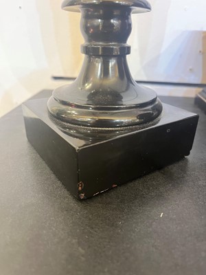 Lot 234 - A pair of Ashford black marble urns