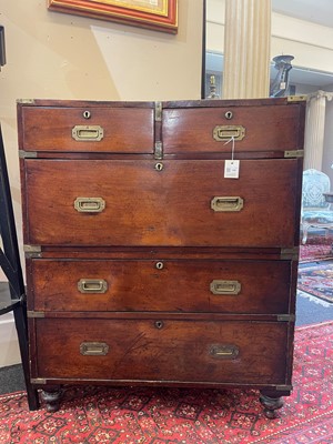 Lot 142 - A teak campaign chest