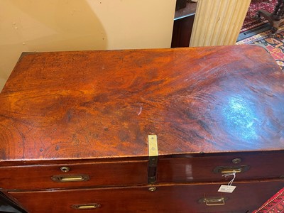 Lot 142 - A teak campaign chest