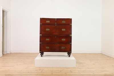 Lot 142 - A teak campaign chest