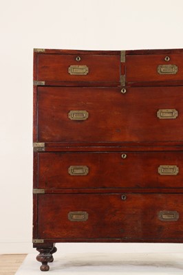 Lot 142 - A teak campaign chest