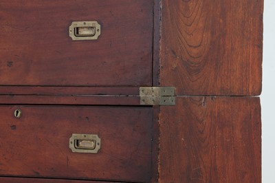 Lot 142 - A teak campaign chest