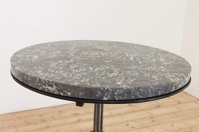 Lot 276 - A pair of marble and polished cast iron bistro tables