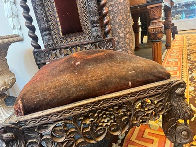 Lot 147 - A near pair of carved rosewood occasional chairs