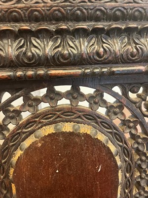 Lot 147 - A near pair of carved rosewood occasional chairs