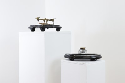 Lot 252 - Two Ashford black marble desk accessories