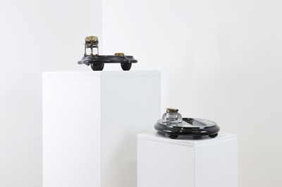 Lot 252 - Two Ashford black marble desk accessories