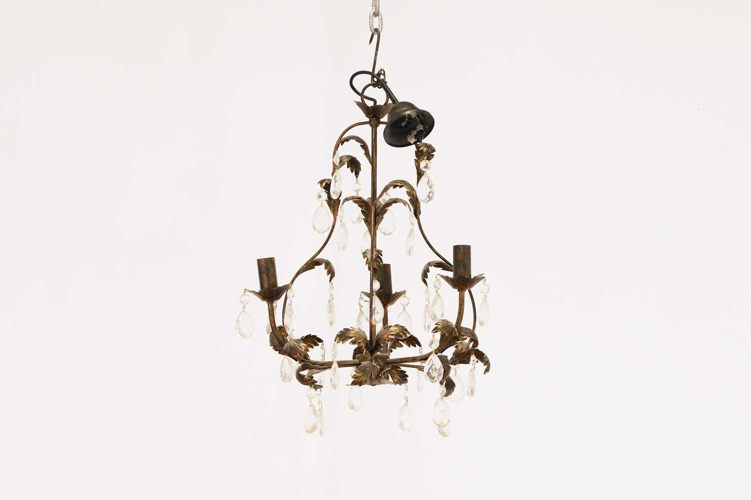 Lot 374 - A large toleware and crystal glass electrolier