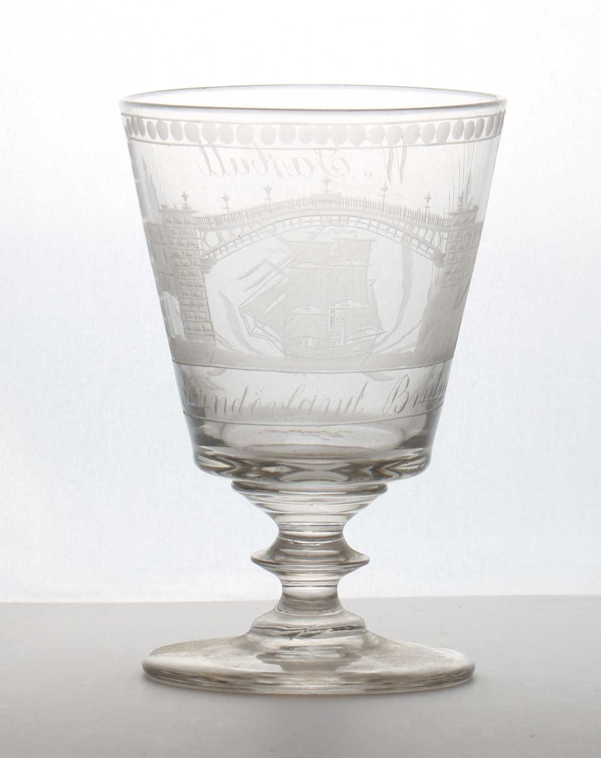 Lot 174 - A Sunderland Bridge glass rummer