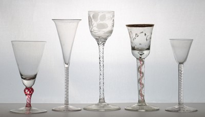 Lot 180 - A group of five 18th century style drinking glasses