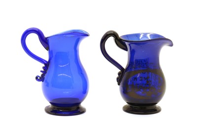 Lot 207 - A Bristol blue glass jug