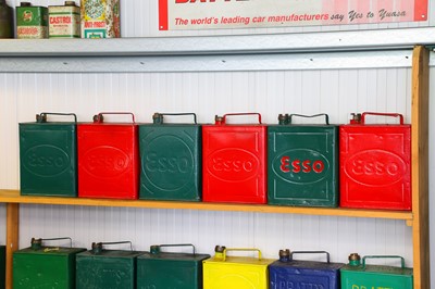 Lot 14 - Six Esso two-gallon Valor petrol cans