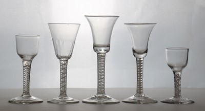 Lot 192 - A group of three opaque twist wine glasses
