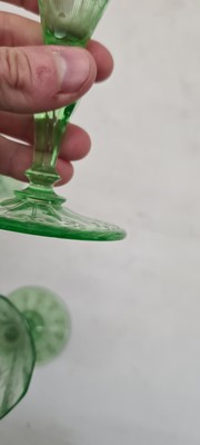 Lot 235 - A set of five Lobmeyr uranium green drinking glasses