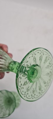 Lot 235 - A set of five Lobmeyr uranium green drinking glasses